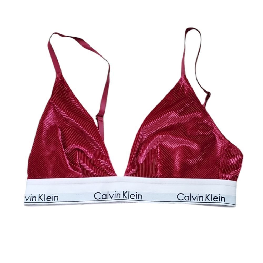 Calvin Klein Ribbed Shimmery Maroon Bra